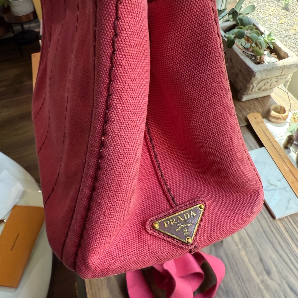 Prada Pink Canapa Canvas Tote Bag - Picture 8 of 10